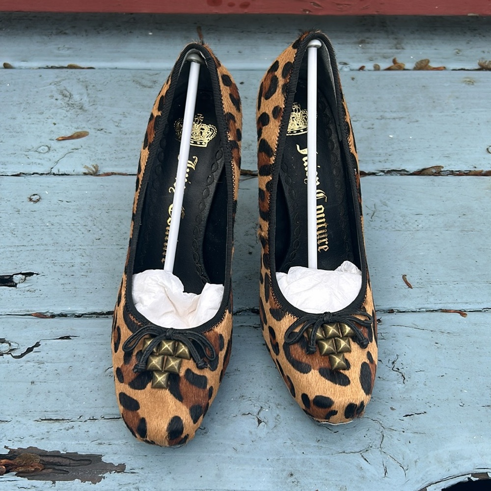 Leopard Print Calf Hair Heel Pumps
